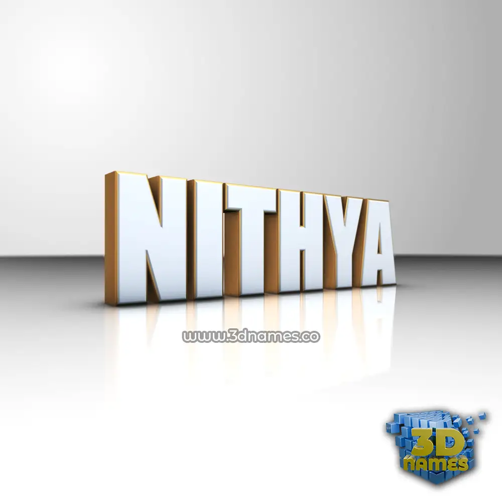 nithya in White'n'Gold style - 3D name wallpaper