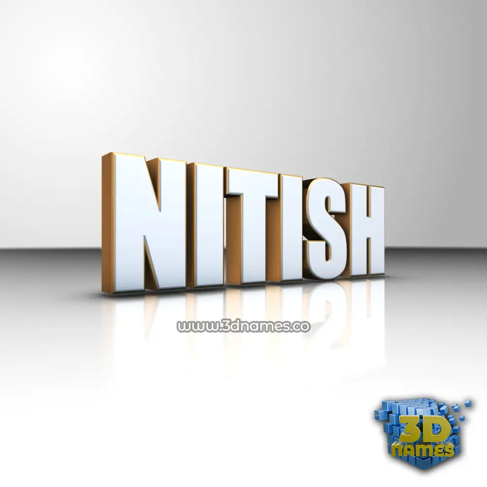 nitish in White'n'Gold style - 3D name wallpaper