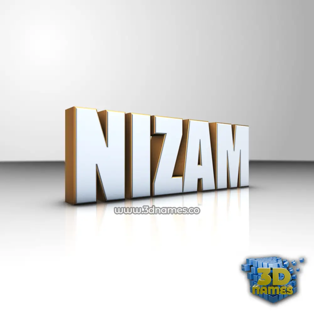 nizam in White'n'Gold style - 3D name wallpaper