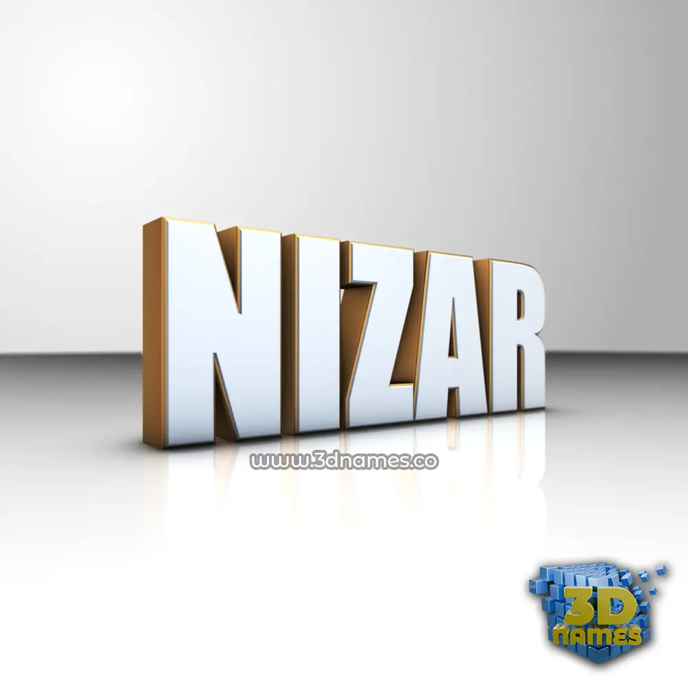 nizar in White'n'Gold style - 3D name wallpaper