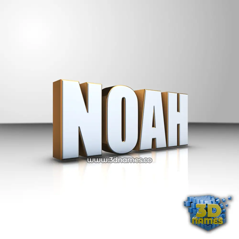 noah in White'n'Gold style - 3D name wallpaper