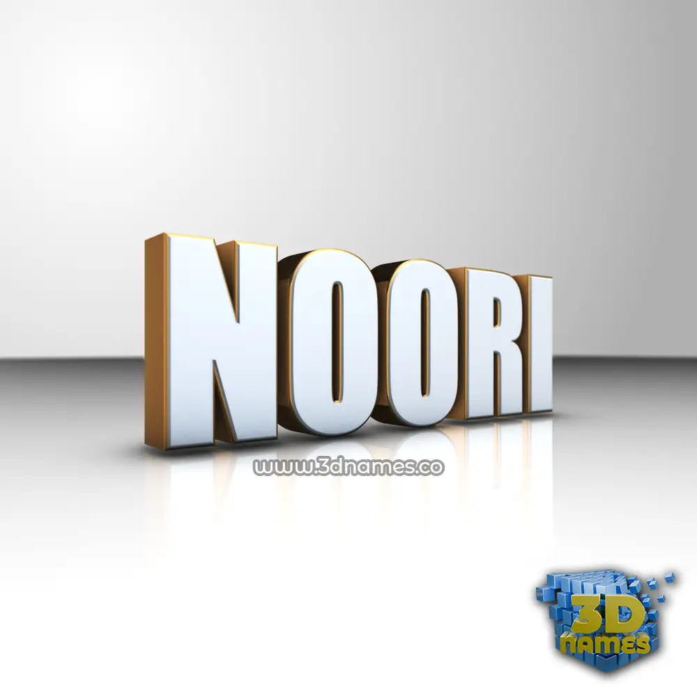 noori in White'n'Gold style - 3D name wallpaper