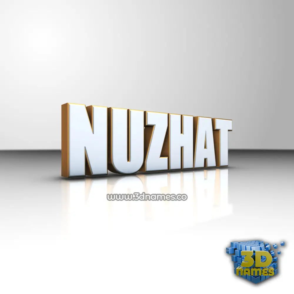 nuzhat in White'n'Gold style - 3D name wallpaper