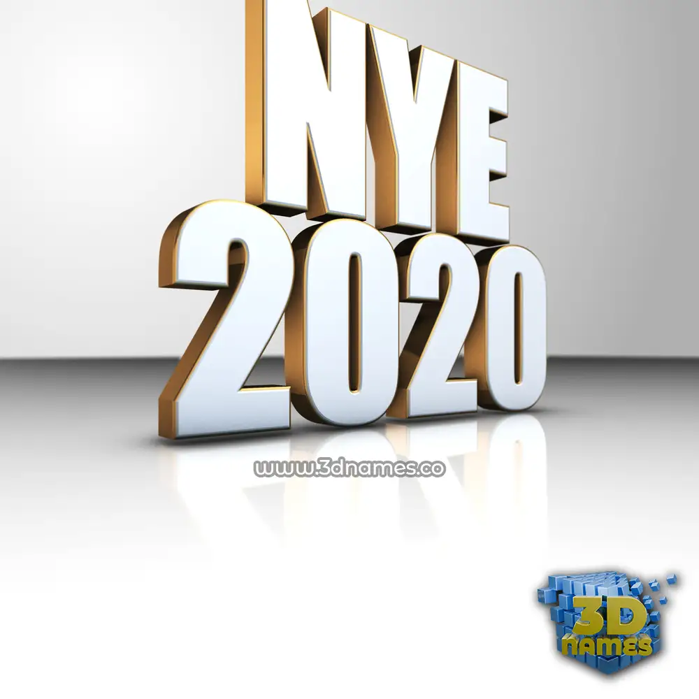 nye 2020 in White'n'Gold style - 3D name wallpaper