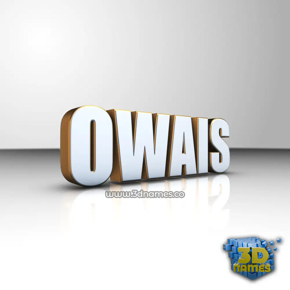 owais in White'n'Gold style - 3D name wallpaper