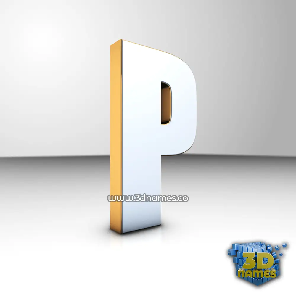 p in White'n'Gold style - 3D name wallpaper