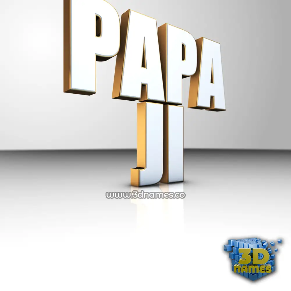 papa ji in White'n'Gold style - 3D name wallpaper