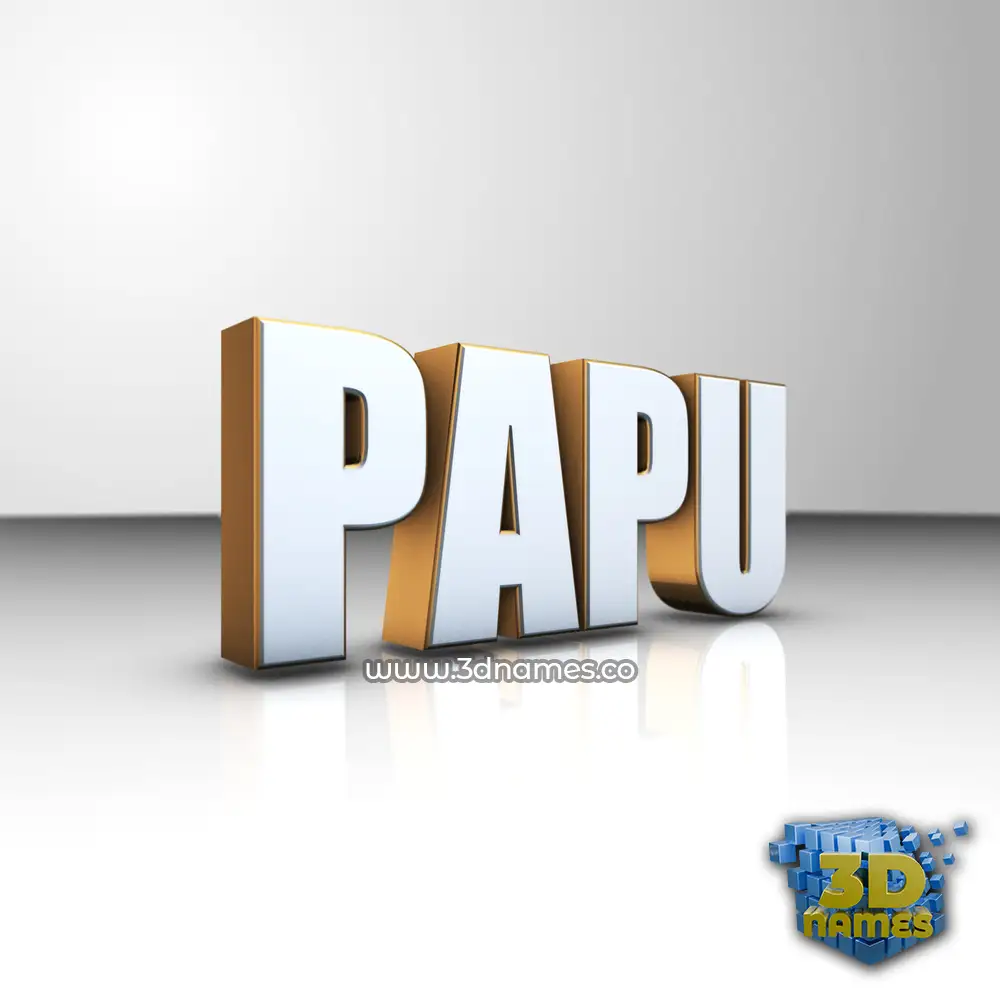 papu in White'n'Gold style - 3D name wallpaper