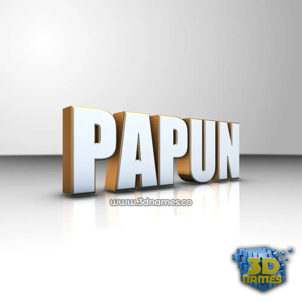 papun in White'n'Gold style - 3D name wallpaper