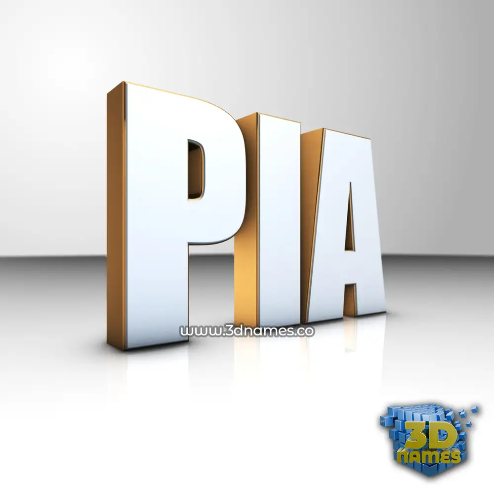 pia in White'n'Gold style - 3D name wallpaper