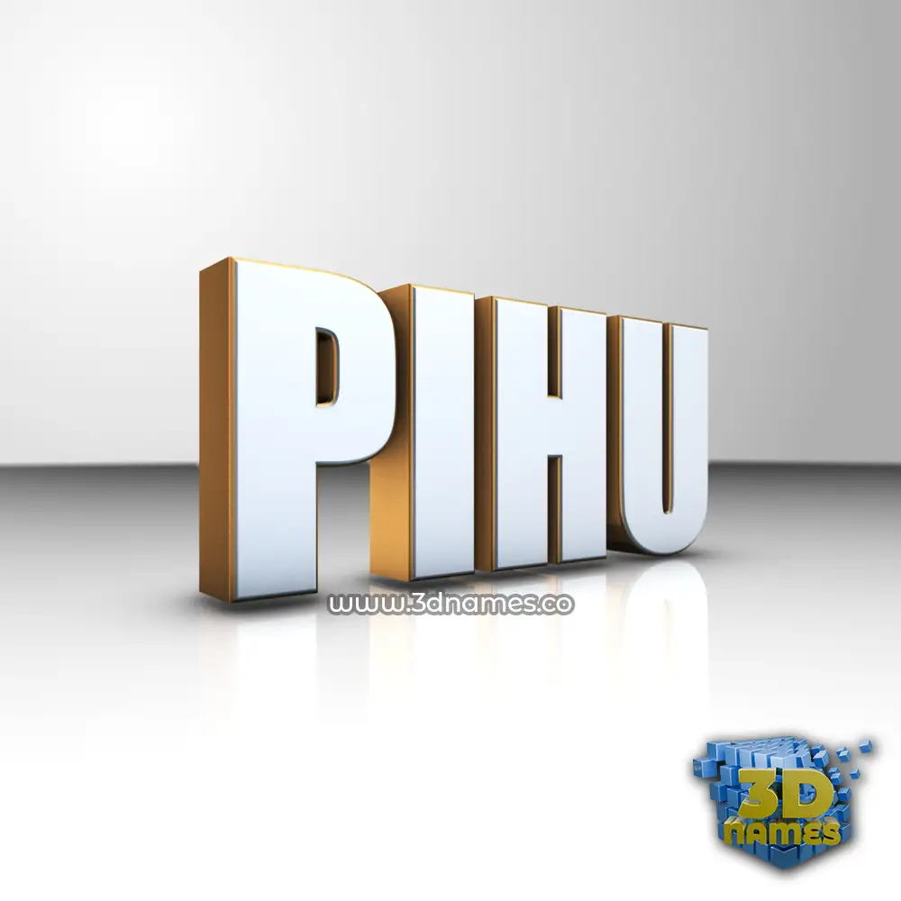 pihu in White'n'Gold style - 3D name wallpaper