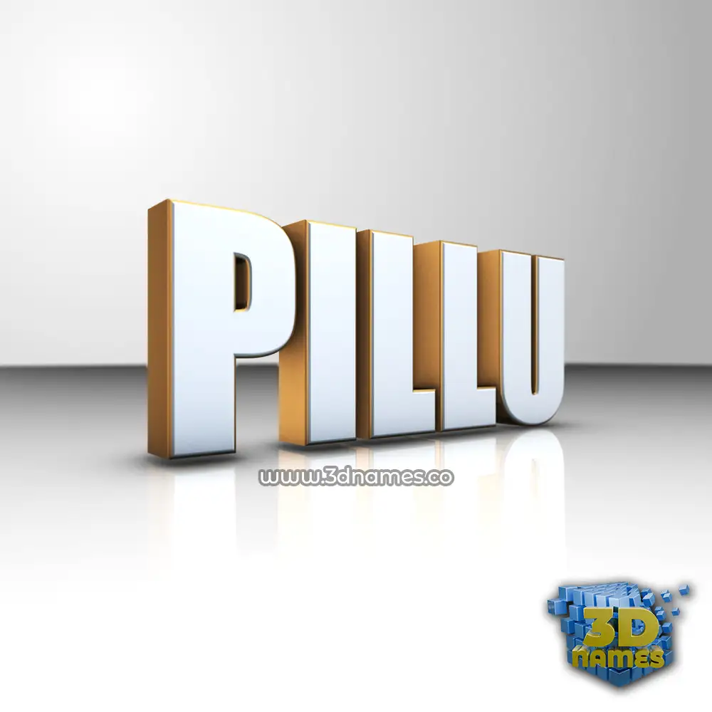 pillu in White'n'Gold style - 3D name wallpaper