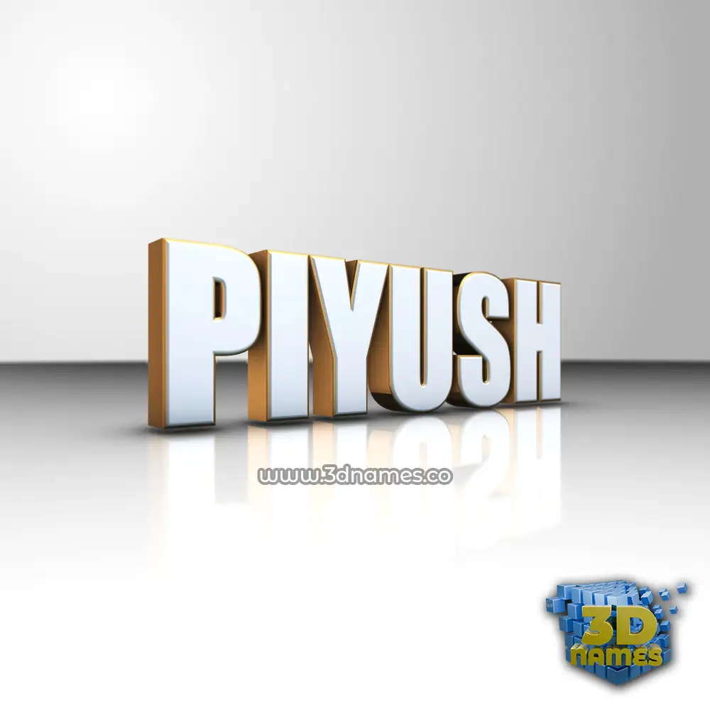 piyush in White'n'Gold style - 3D name wallpaper