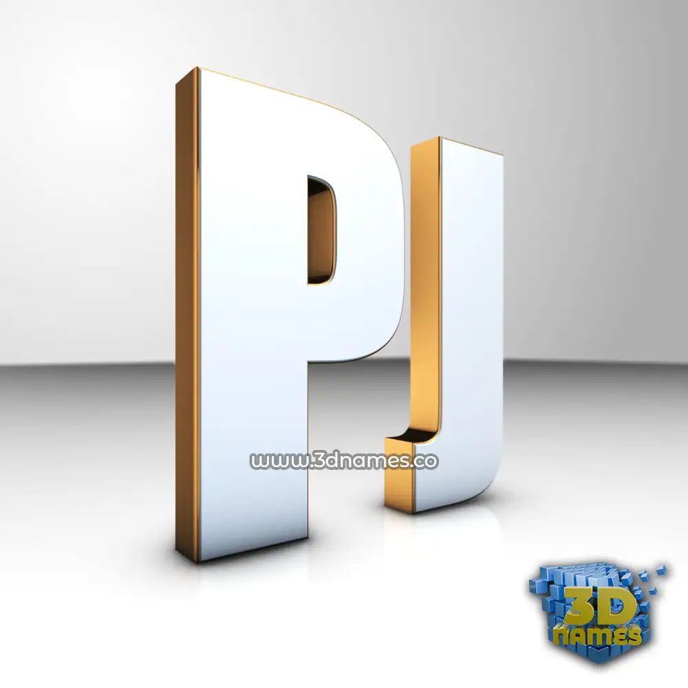 pj in White'n'Gold style - 3D name wallpaper