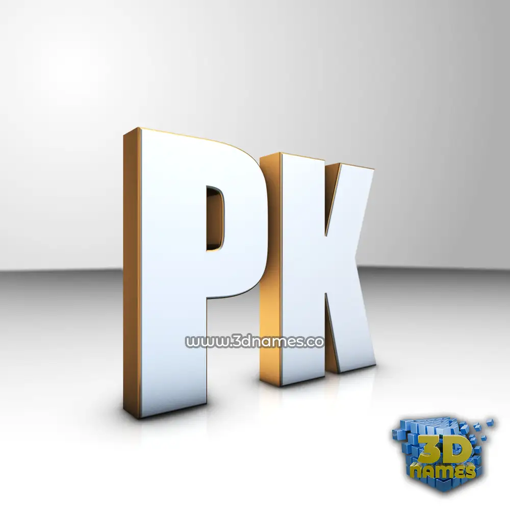pk in White'n'Gold style - 3D name wallpaper