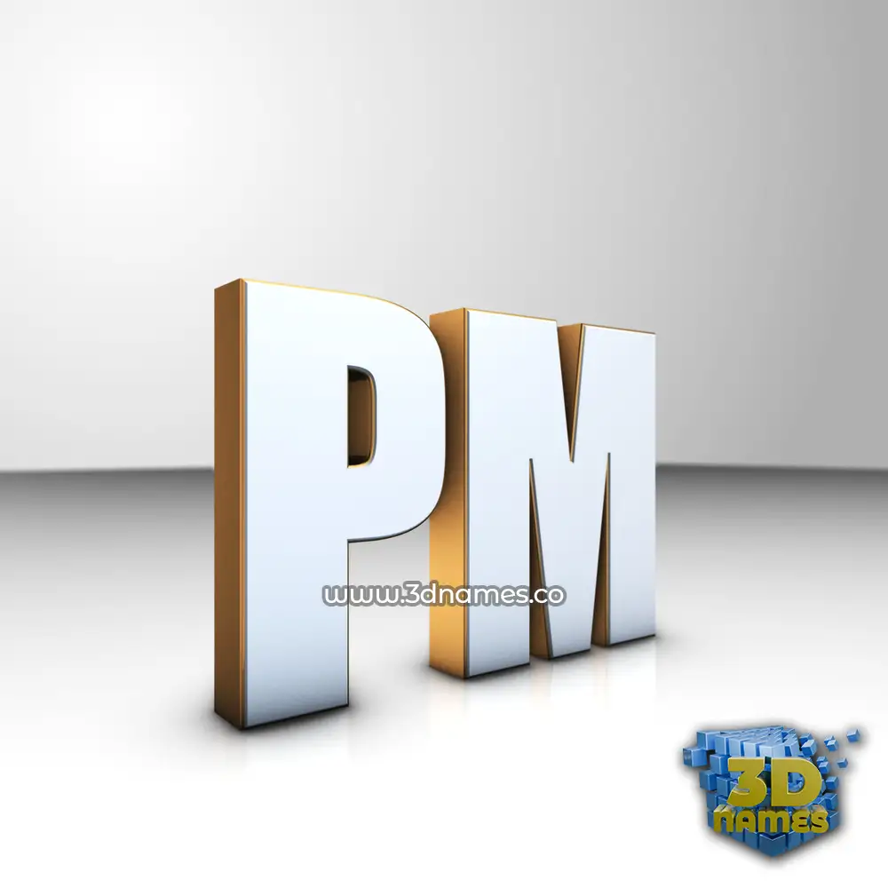 pm in White'n'Gold style - 3D name wallpaper