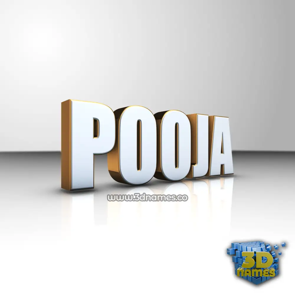 pooja in White'n'Gold style - 3D name wallpaper