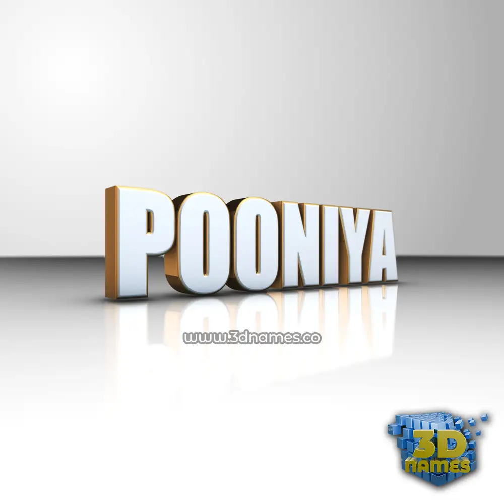 pooniya in White'n'Gold style - 3D name wallpaper