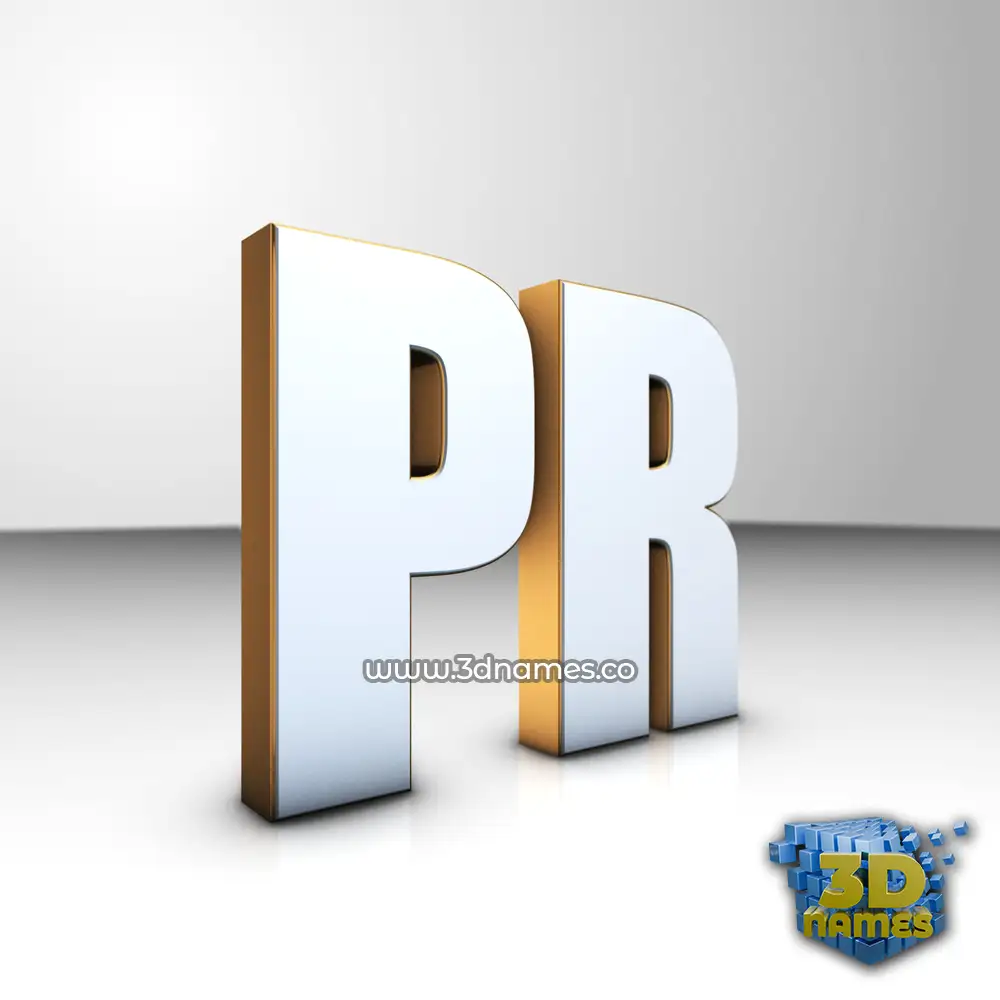 pr in White'n'Gold style - 3D name wallpaper
