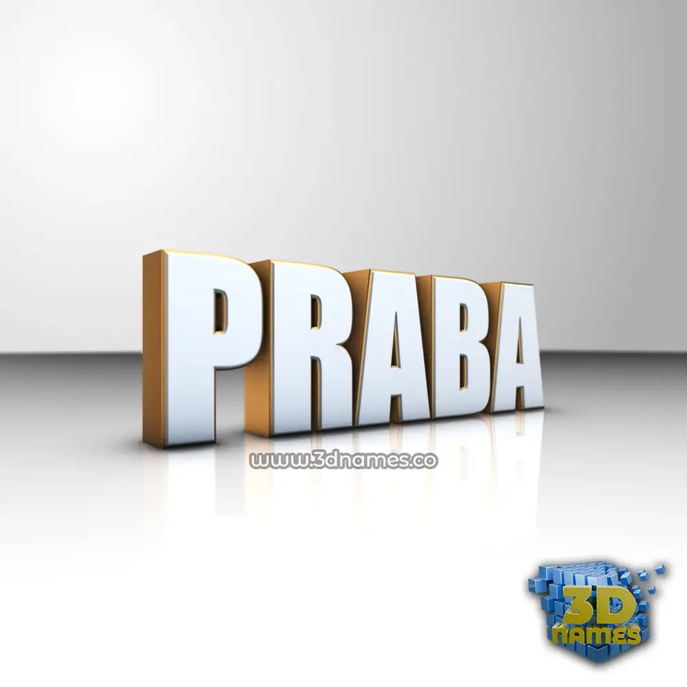 praba in White'n'Gold style - 3D name wallpaper