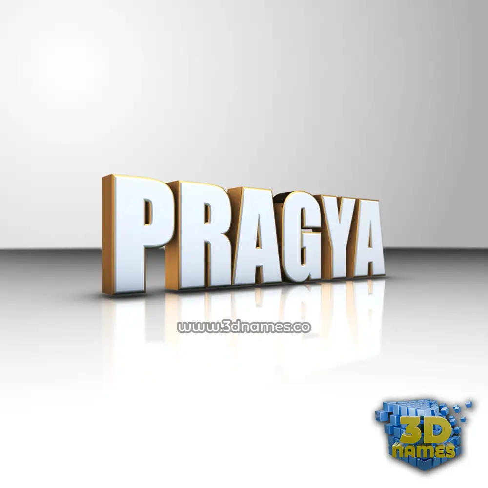 pragya in White'n'Gold style - 3D name wallpaper