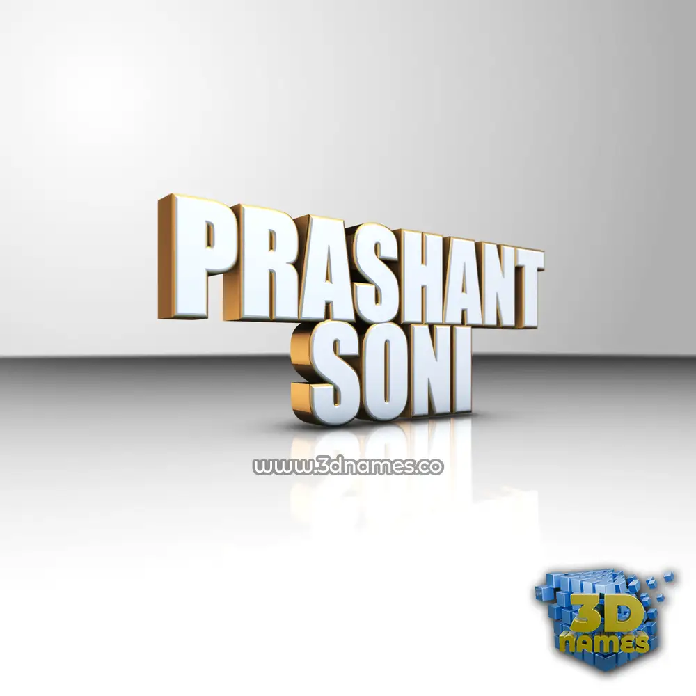 prashant soni in White'n'Gold style - 3D name wallpaper