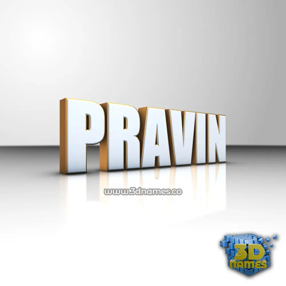 pravin in White'n'Gold style - 3D name wallpaper