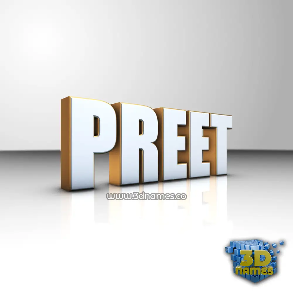 preet in White'n'Gold style - 3D name wallpaper