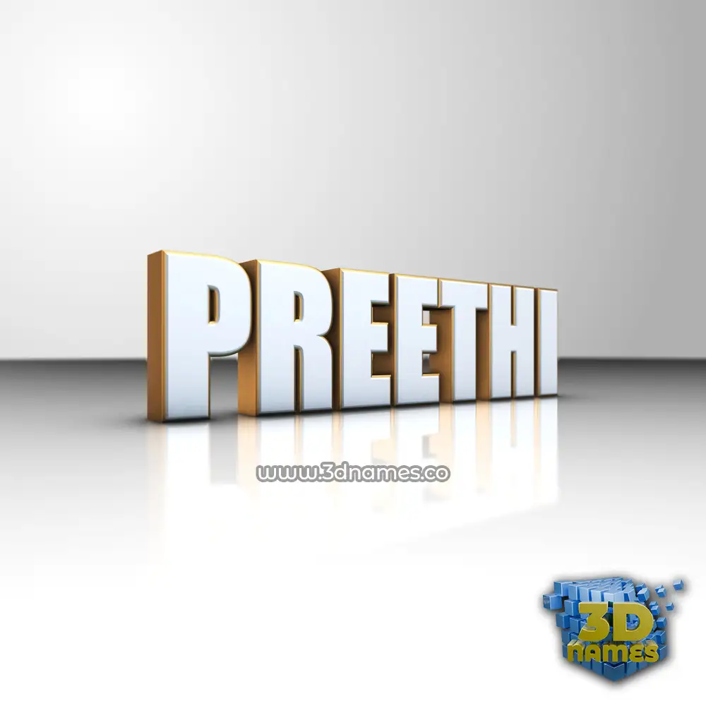 preethi in White'n'Gold style - 3D name wallpaper