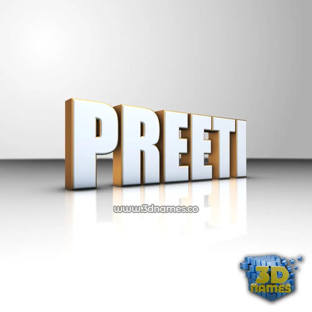 preeti in White'n'Gold style - 3D name wallpaper
