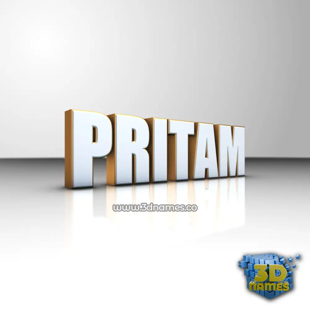 pritam in White'n'Gold style - 3D name wallpaper