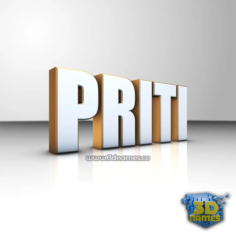 priti in White'n'Gold style - 3D name wallpaper