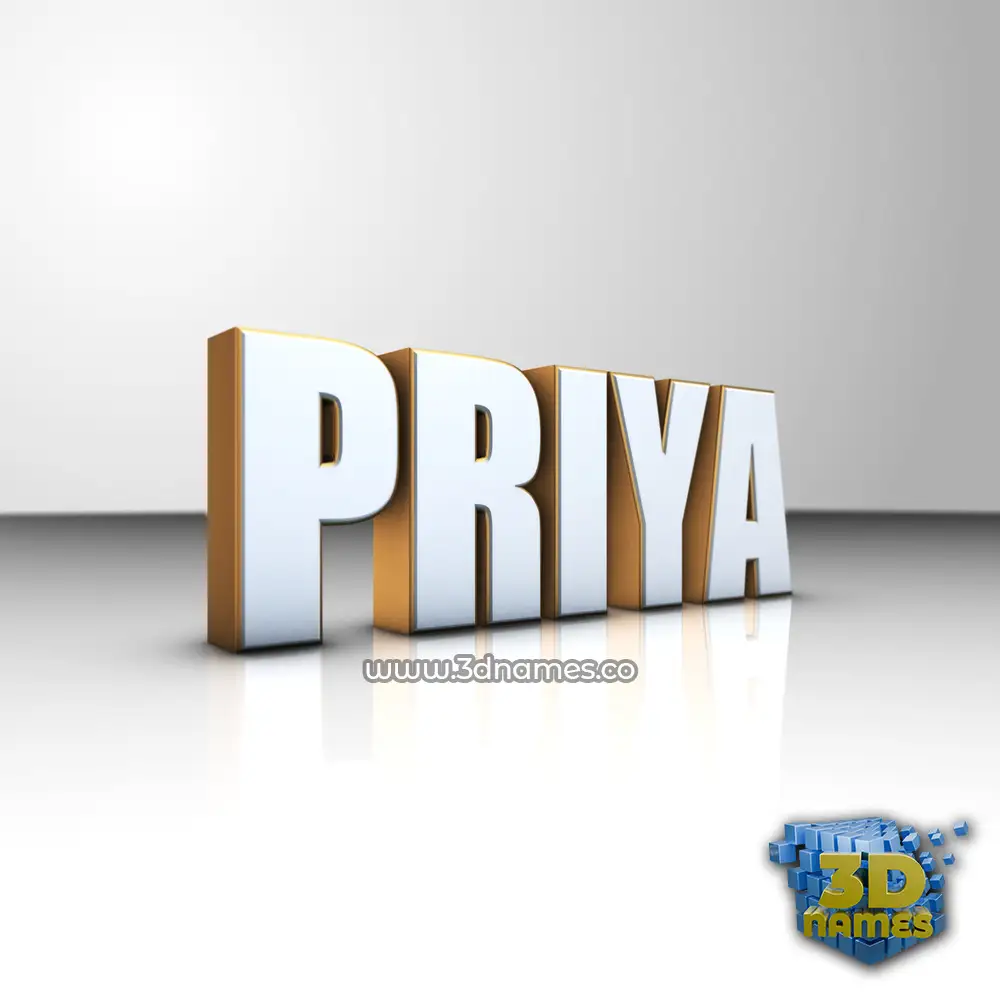 priya in White'n'Gold style - 3D name wallpaper