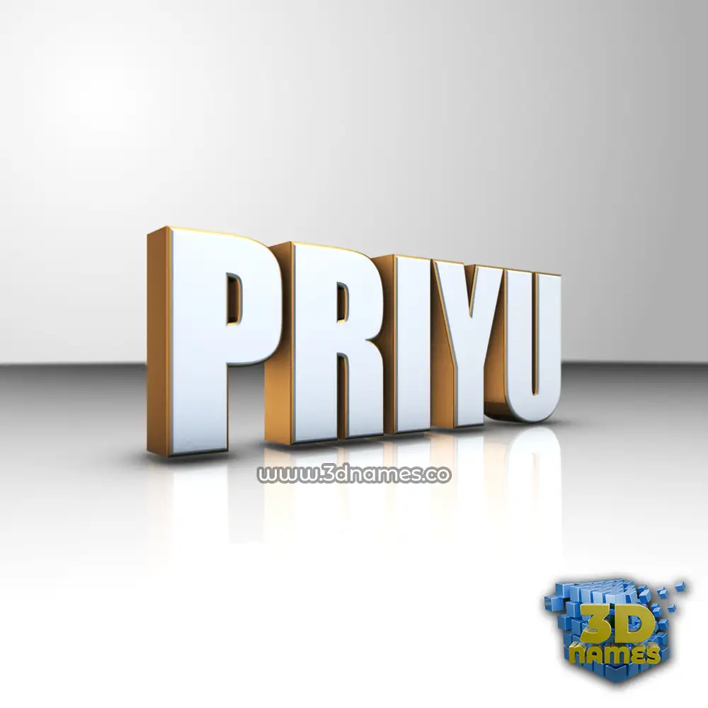 priyu in White'n'Gold style - 3D name wallpaper