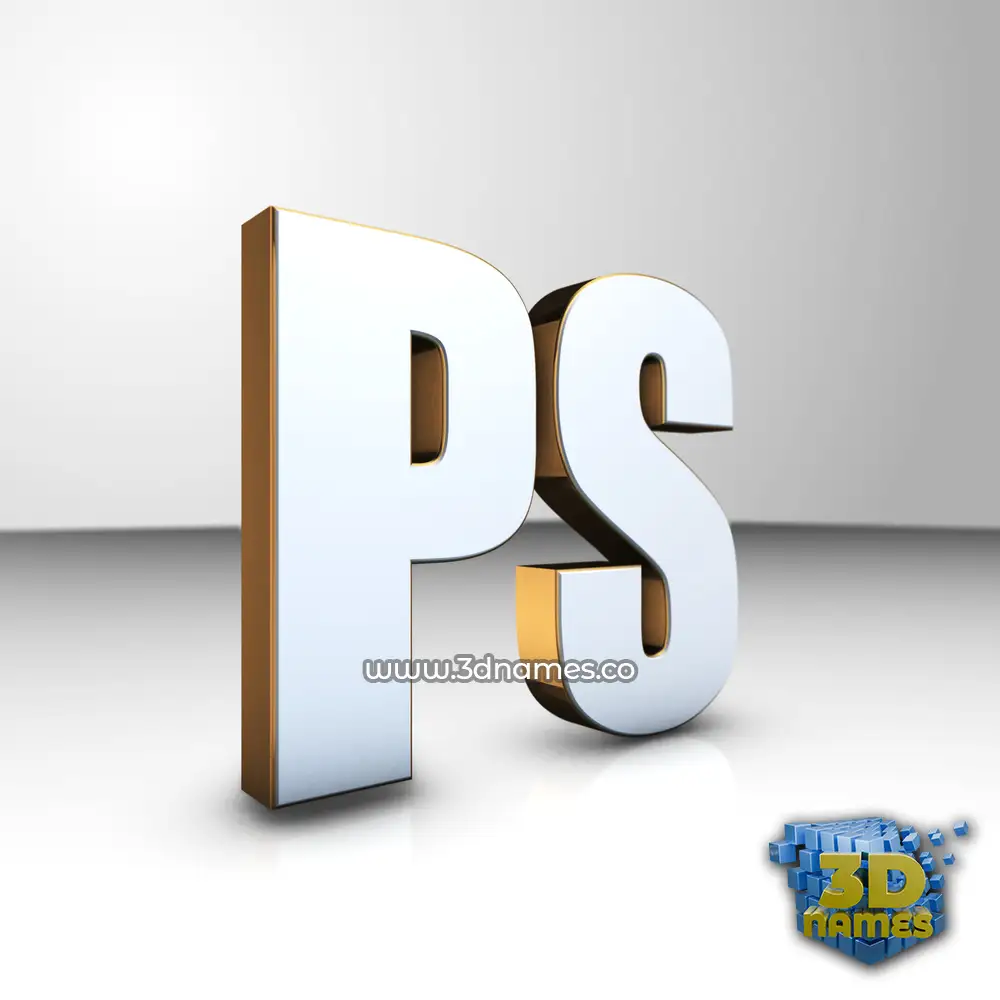 ps in White'n'Gold style - 3D name wallpaper