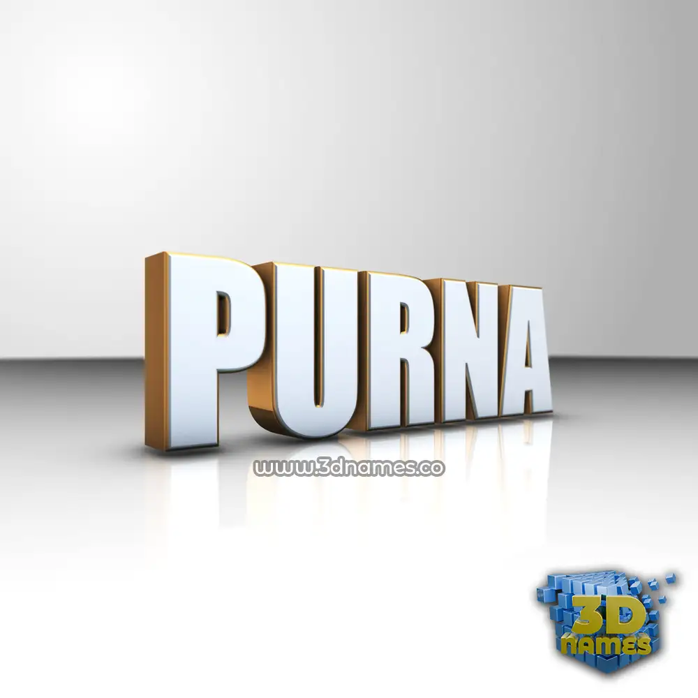 purna in White'n'Gold style - 3D name wallpaper