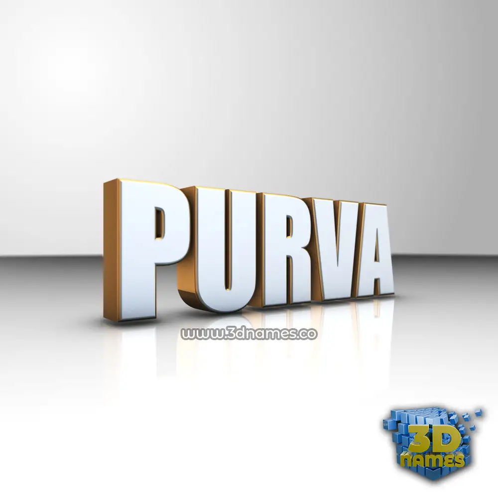 purva in White'n'Gold style - 3D name wallpaper