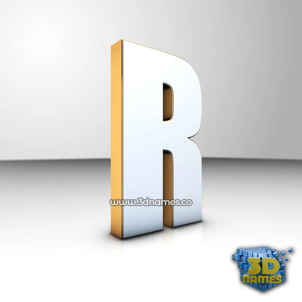 r in White'n'Gold style - 3D name wallpaper