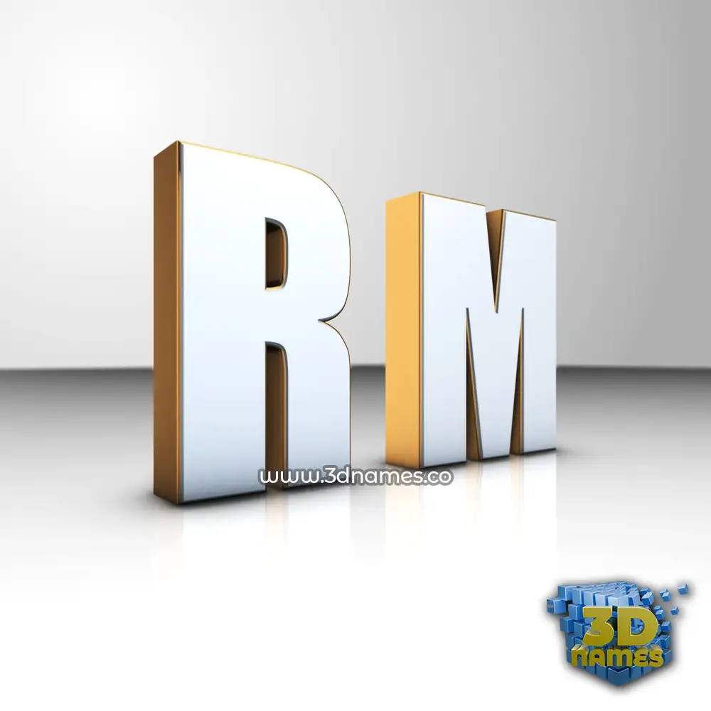 r m in White'n'Gold style - 3D name wallpaper
