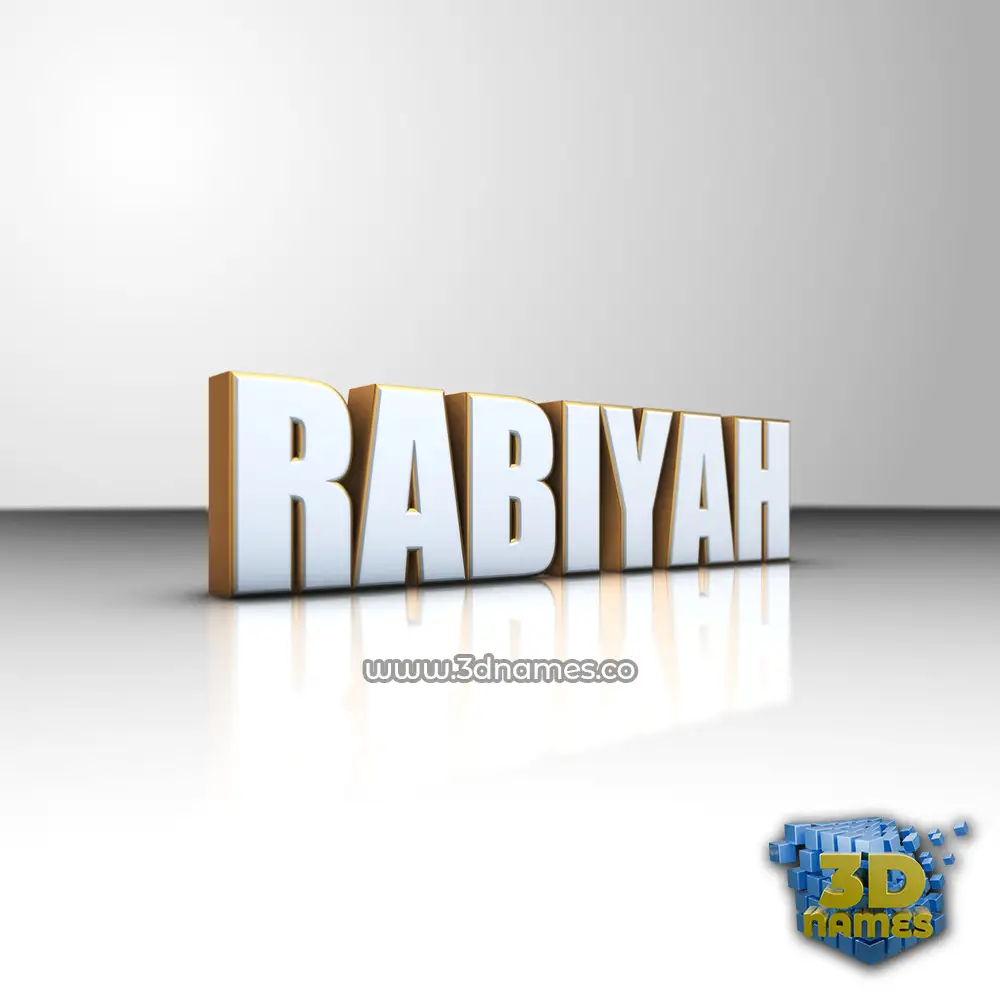 rabiyah in White'n'Gold style - 3D name wallpaper