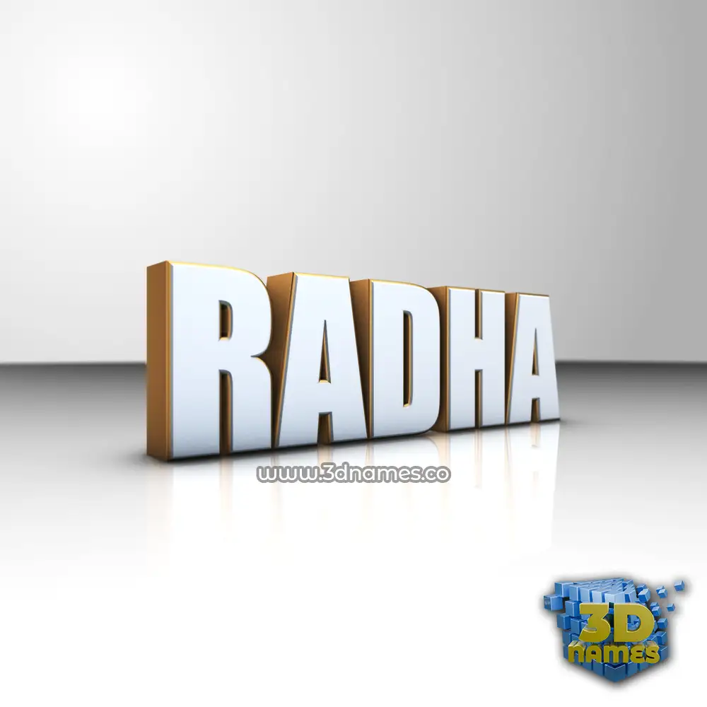 radha in White'n'Gold style - 3D name wallpaper