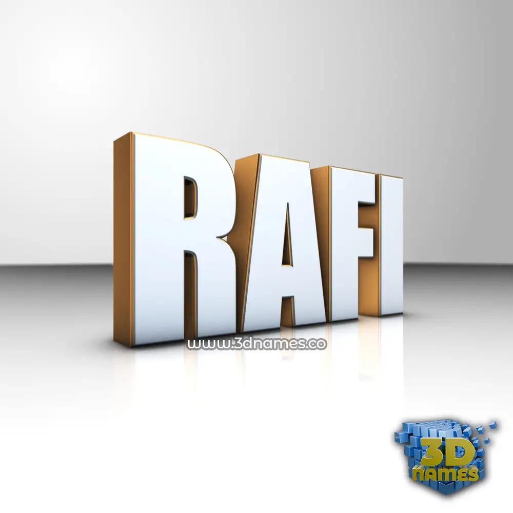 rafi in White'n'Gold style - 3D name wallpaper