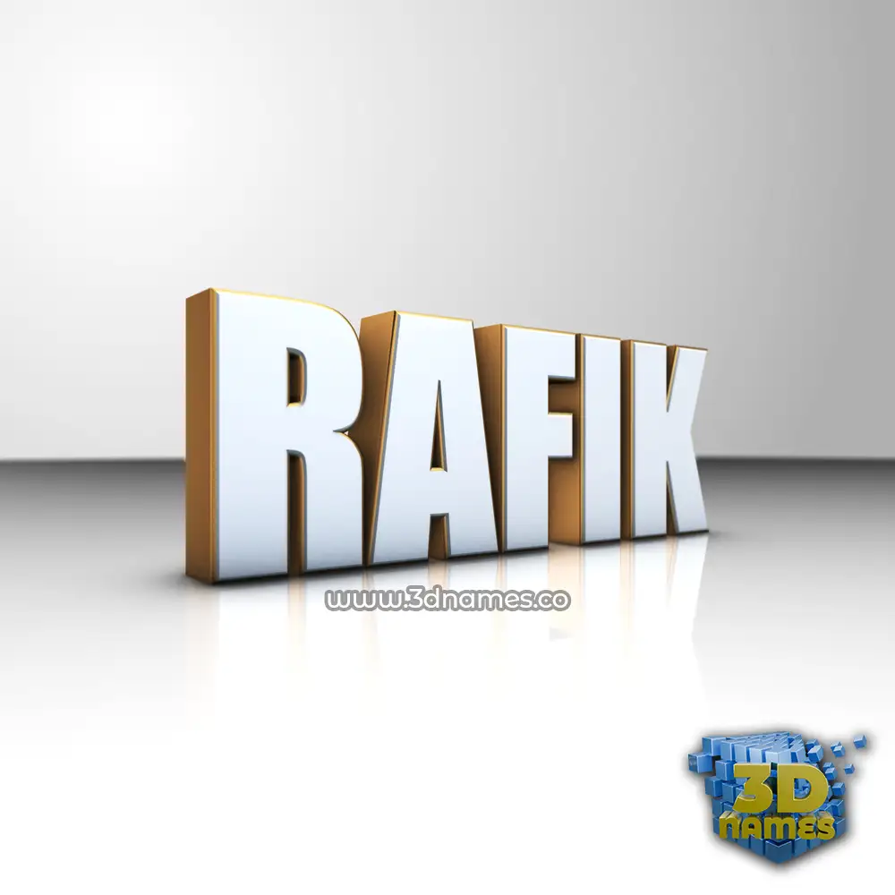 rafik in White'n'Gold style - 3D name wallpaper