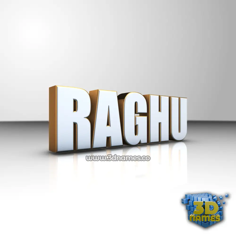 raghu in White'n'Gold style - 3D name wallpaper