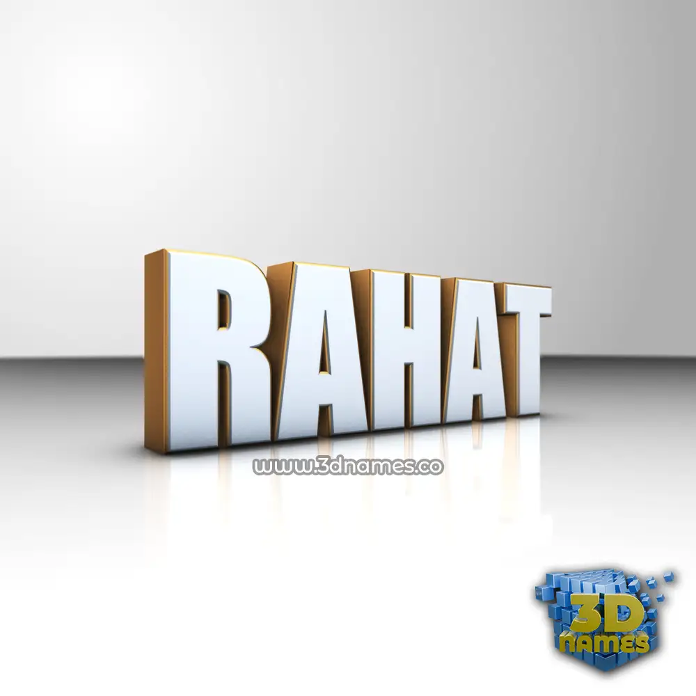 rahat in White'n'Gold style - 3D name wallpaper