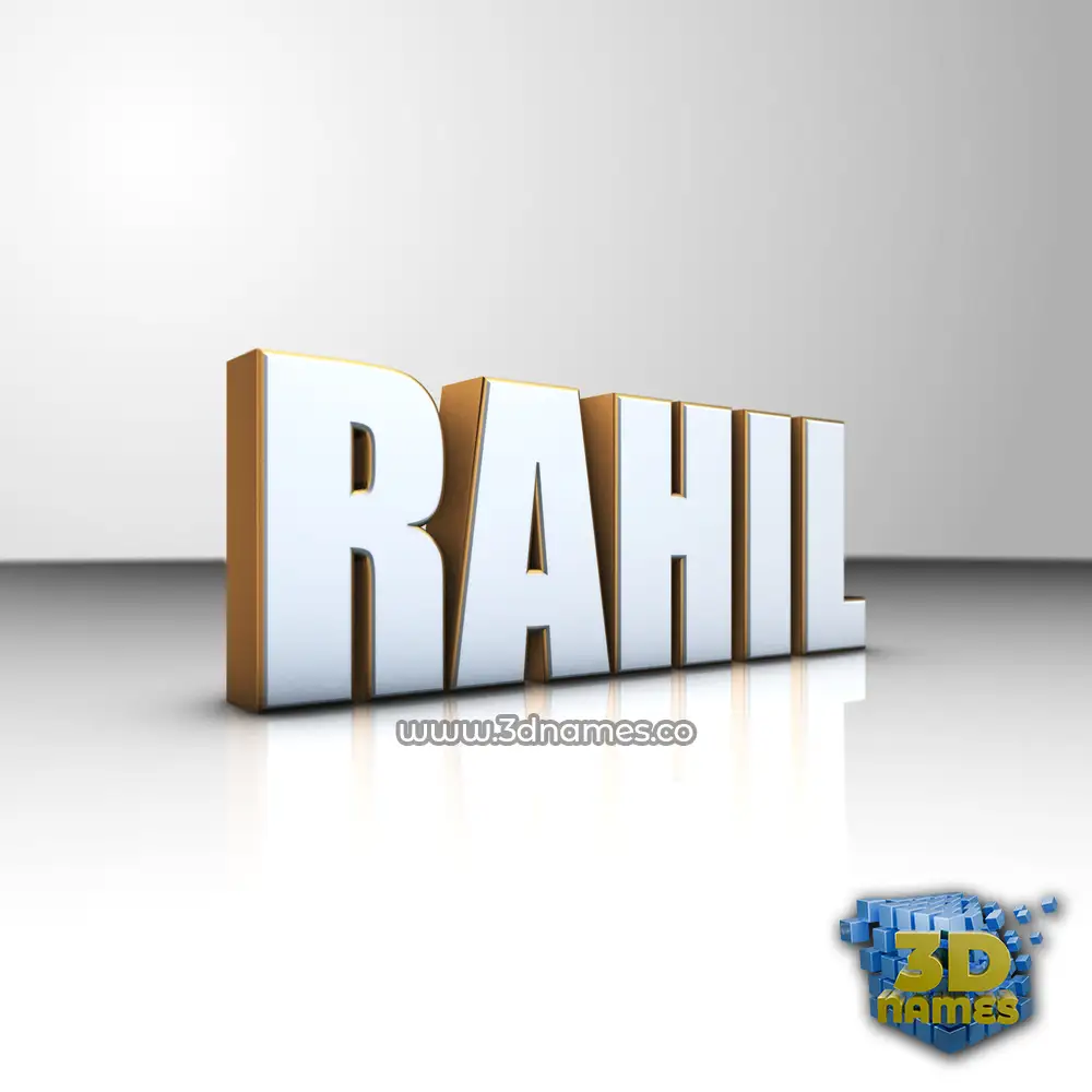 rahil in White'n'Gold style - 3D name wallpaper