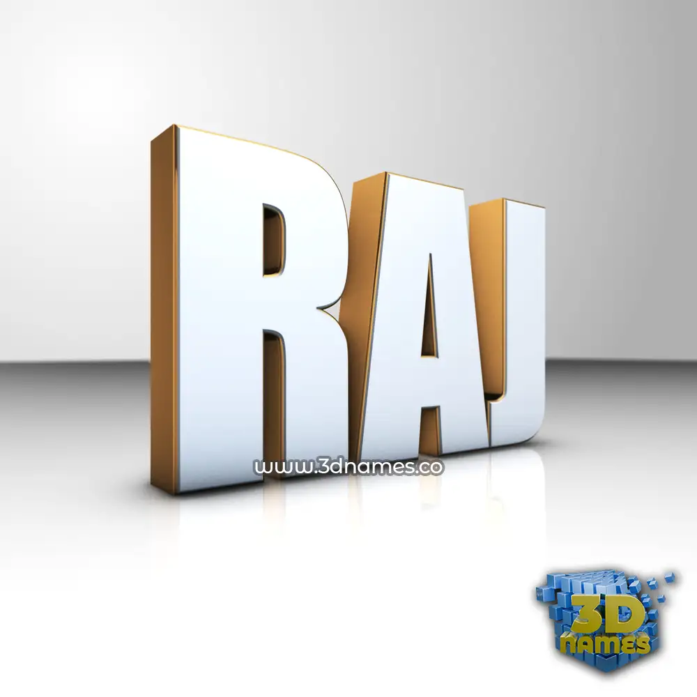 raj in White'n'Gold style - 3D name wallpaper