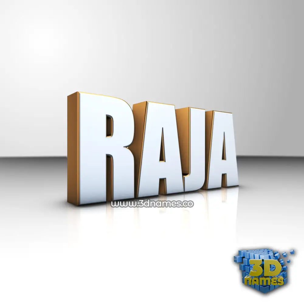 raja in White'n'Gold style - 3D name wallpaper