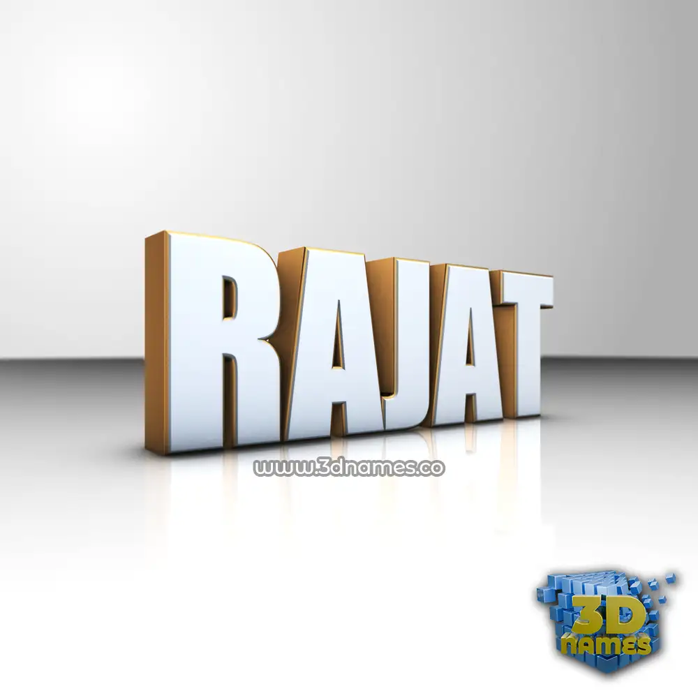 rajat in White'n'Gold style - 3D name wallpaper