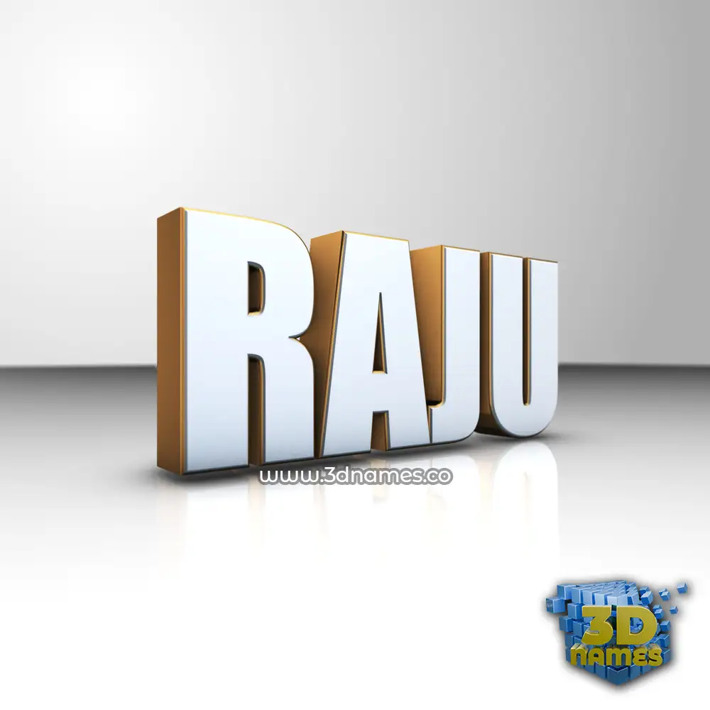 raju in White'n'Gold style - 3D name wallpaper
